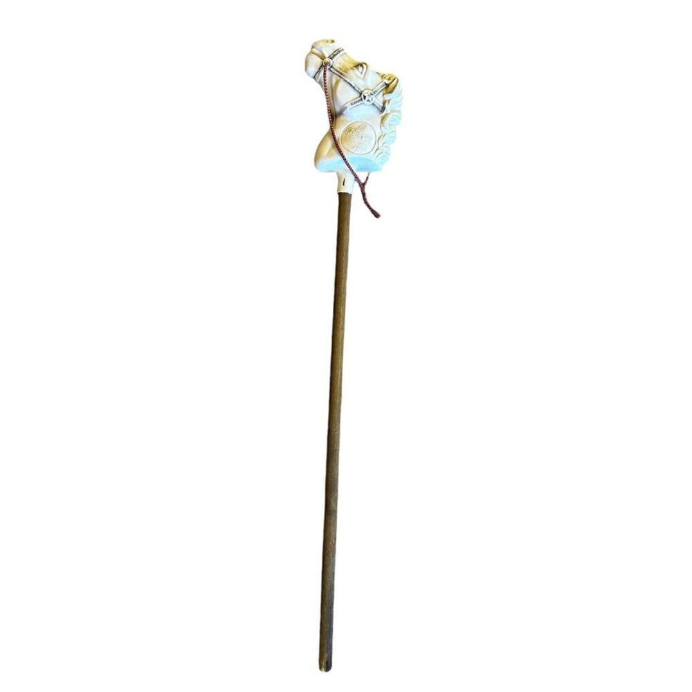 Vintage Wooden Blow Mold Hobby Horse Head Stick 34" Long